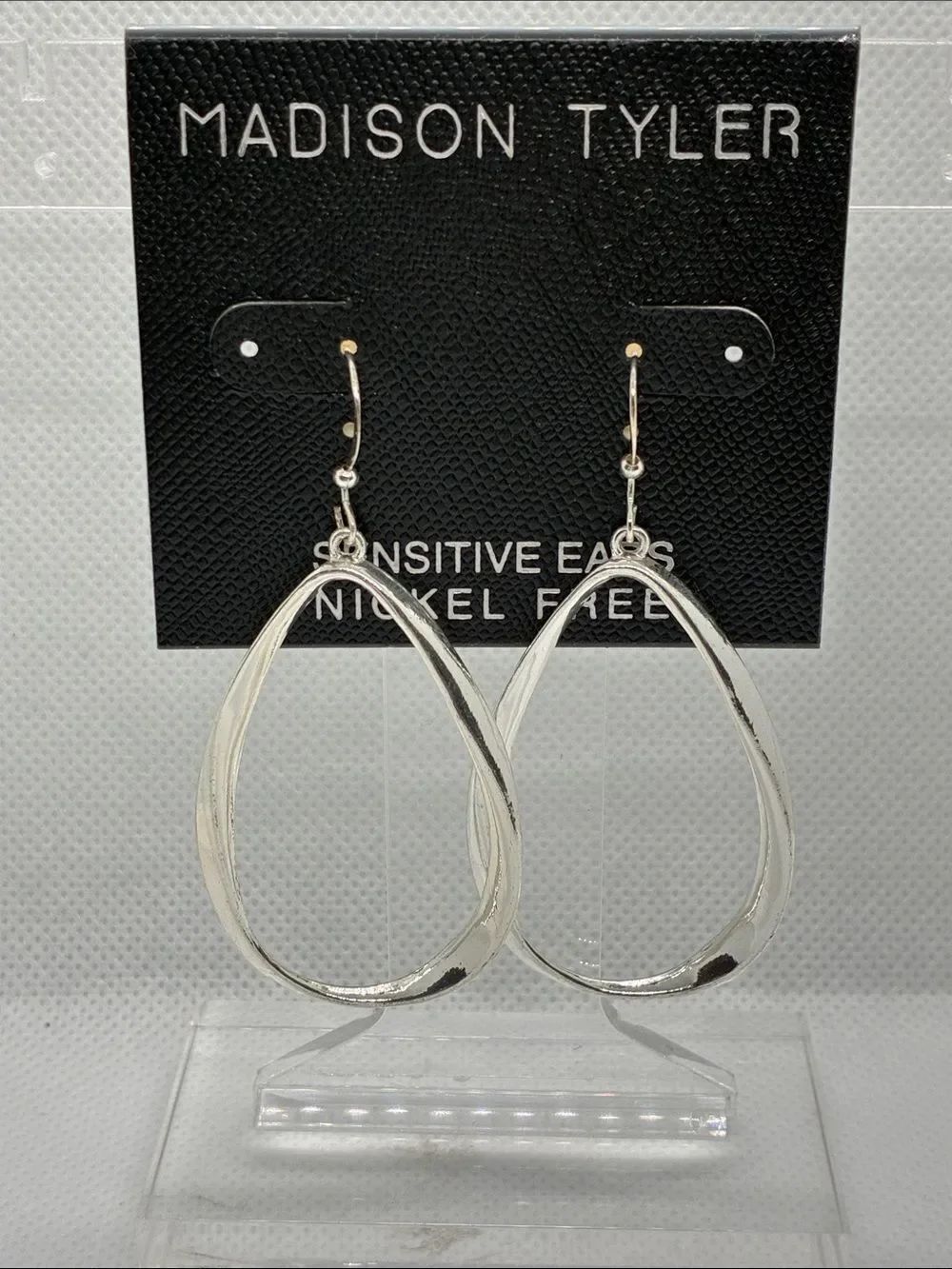 3For$20 Madison Silver Open Teardrop Dangle Earrings